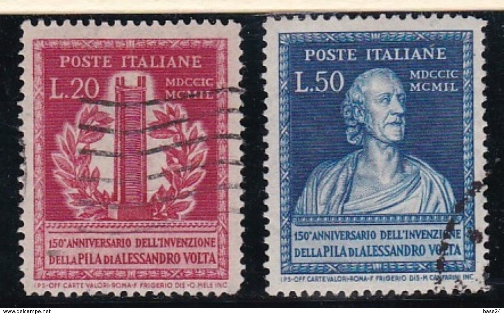 1949 Italia - Italy Repubblica ALESSANDRO VOLTA Serie Di 2v. Usato USED - 1946-60: Usati