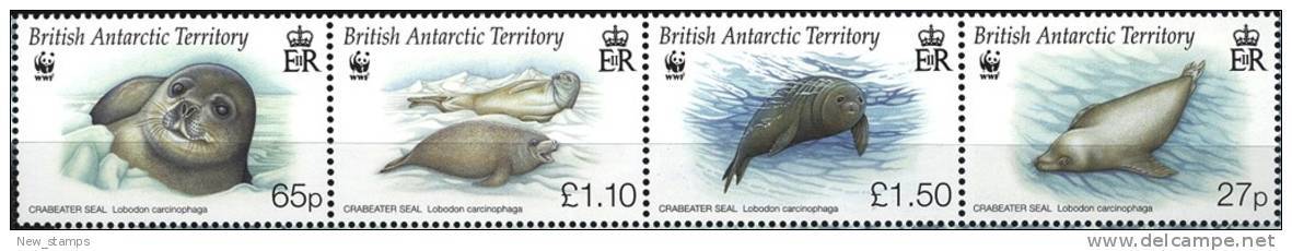 British Antarctic Territory 2009 WWF Crabeater Seal 4v Se-tenant MNH - Unused Stamps