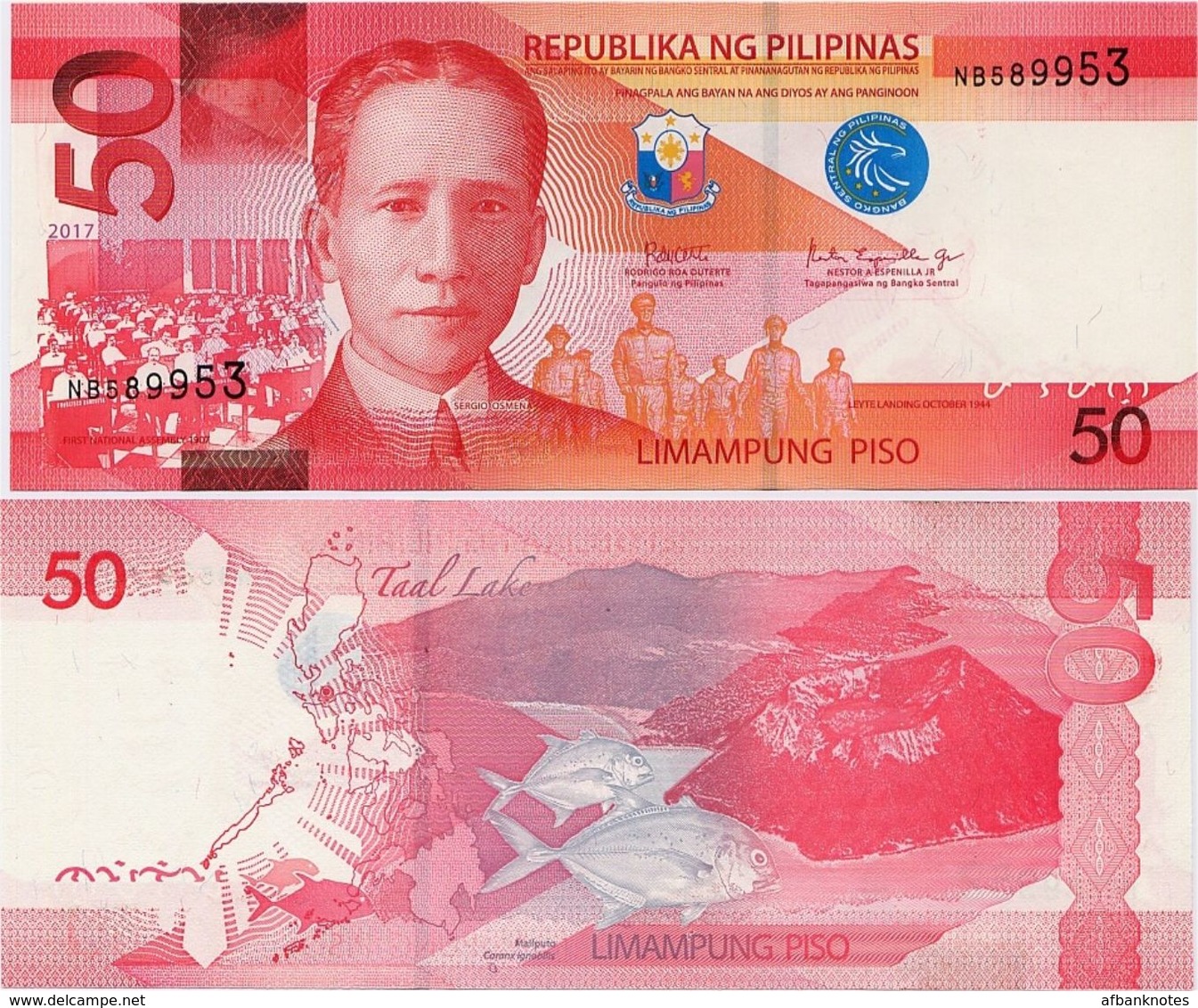 PHILIPPINES      50 Piso      P-New       2017      UNC  [sign. Duterte-Tetangco] - Filippine