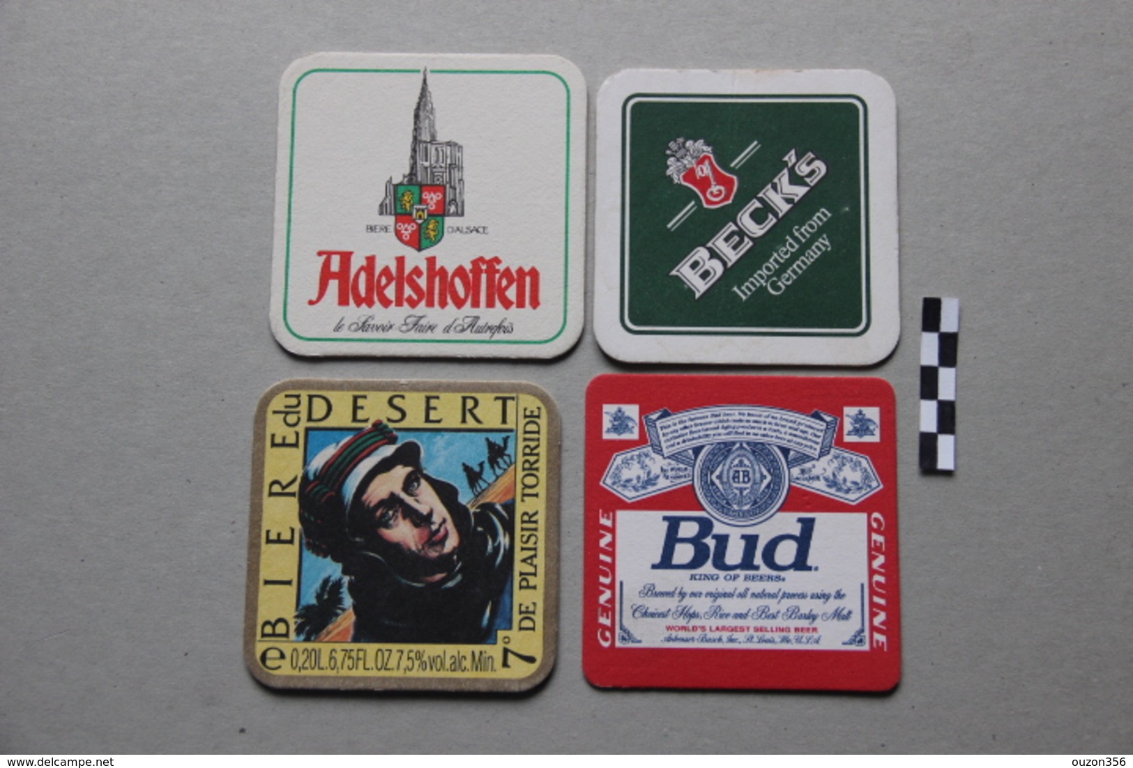 Lot De 4 Sous-bocks : Adelshoffen, Beck's, Bière Du Désert, Bud - Beer Mats