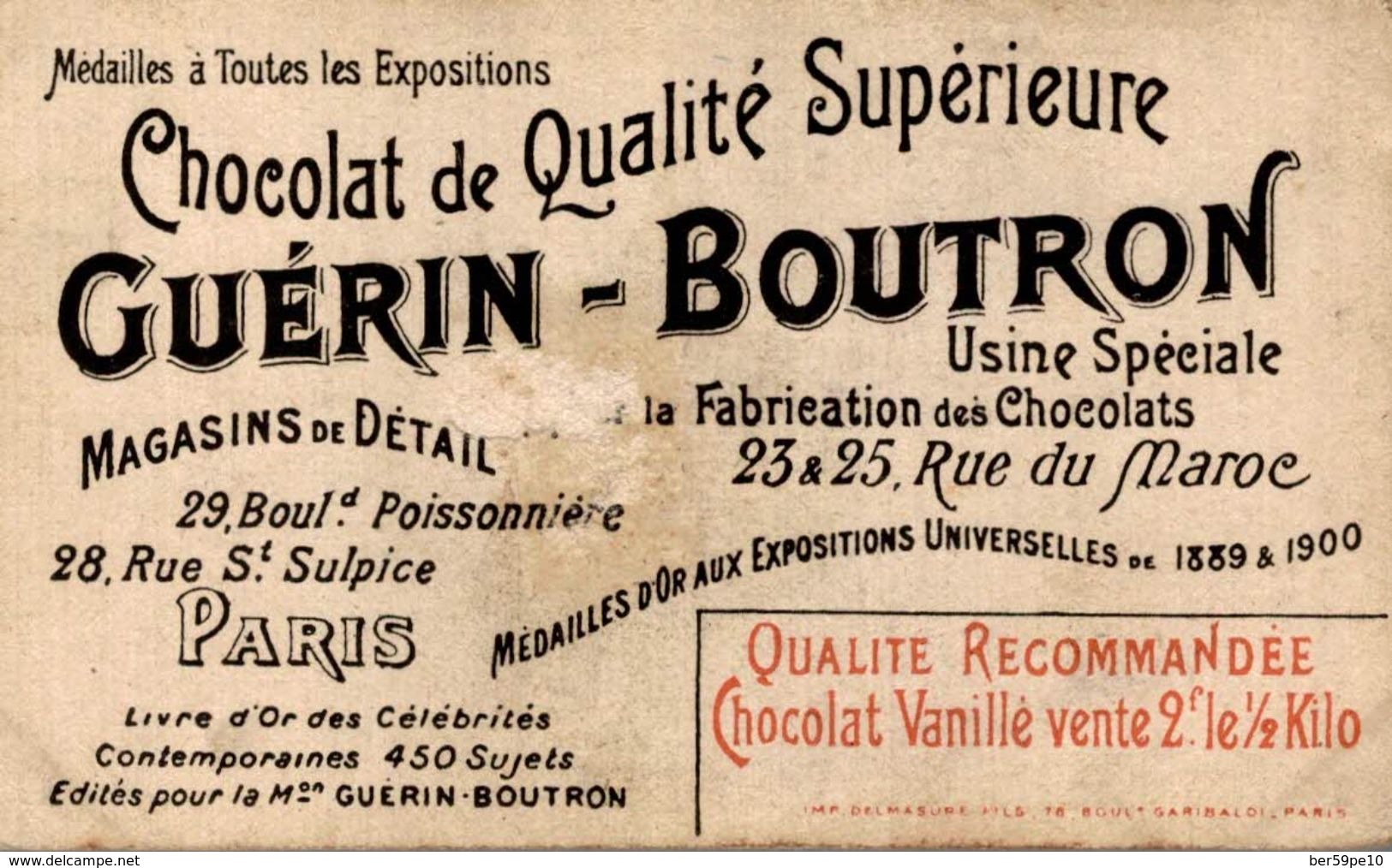 CHROMO CHOCOLAT GUERIN-BOUTRON  29 VICTOR EMMANUEL II ROI D'ITALIE - Guérin-Boutron