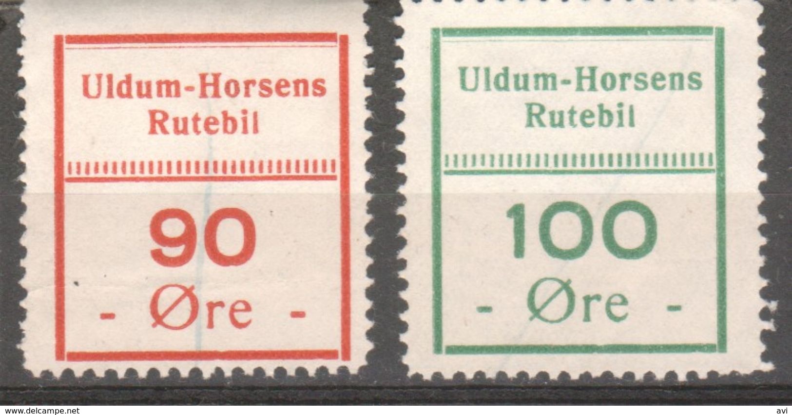 Denmark Local Railway Parcel. Uldum-Horsens. Lot Of 2 Stamps ./Railways/Eisenbahnmarke - Treni