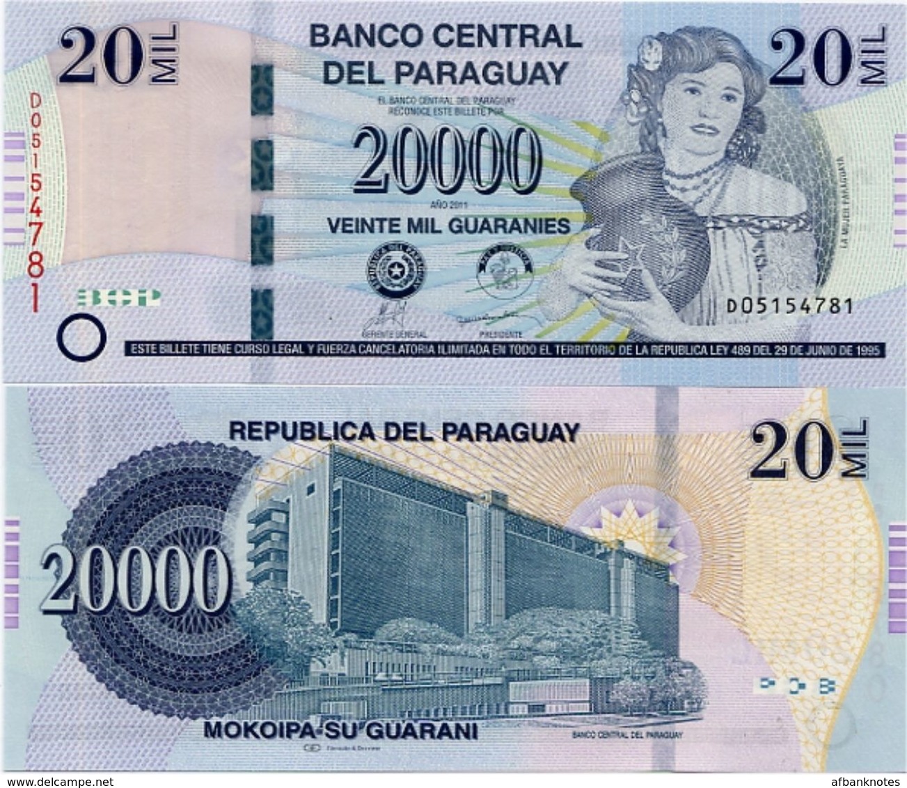 PARAGUAY       20,000 Guaraníes       P-230c       2011       UNC  [ 20000 ] - Paraguay