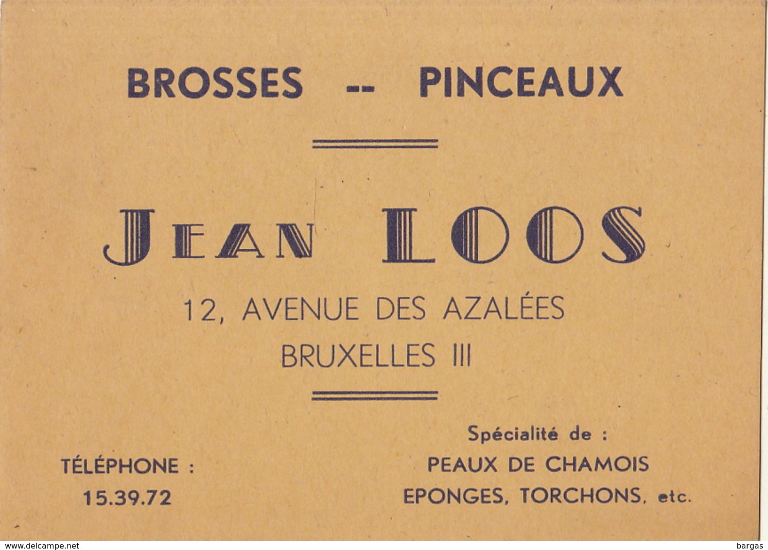 Carte Brosse Pinceau Peau De Chamois éponge Jean LOOS à Bruxelles - Advertising