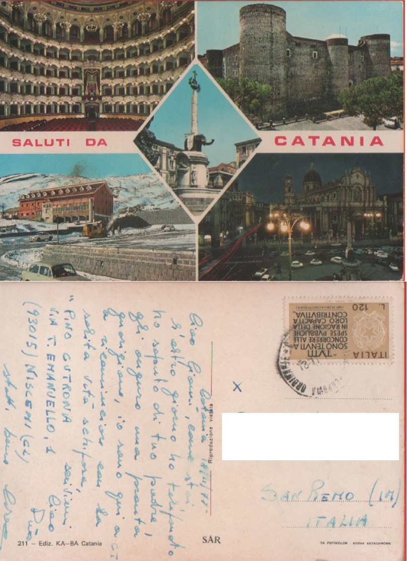 Saluti Da Catania. Viaggiata 1977 - Catania