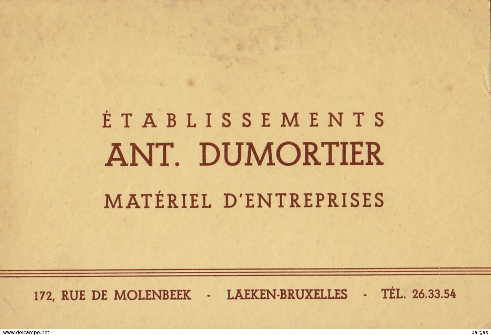 Carte DUMORTIER Laeken - Publicités