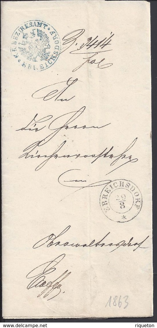 AUTRICHE - Lettre De Ebreichsdorf écrite Le 27 Août 1863 - Cachets De Wien Et Baden Des 30-8-63 - TB - - ...-1850 Voorfilatelie