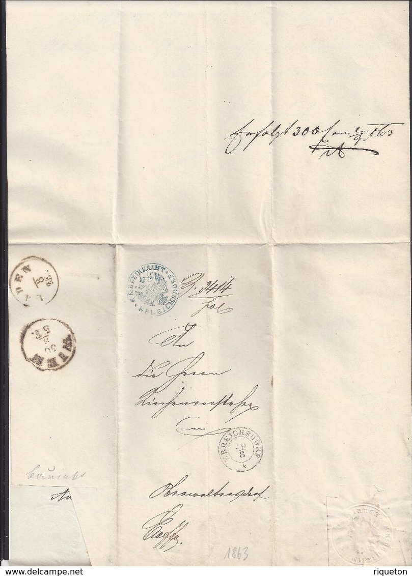 AUTRICHE - Lettre De Ebreichsdorf écrite Le 27 Août 1863 - Cachets De Wien Et Baden Des 30-8-63 - TB - - ...-1850 Voorfilatelie