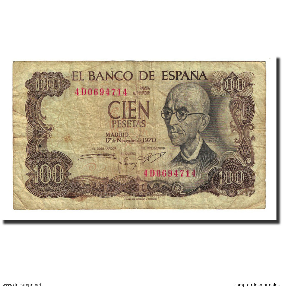 Billet, Espagne, 100 Pesetas, 1970-11-17, KM:152a, B+ - 100 Pesetas