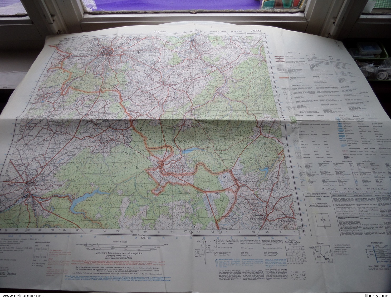 AACHEN ( Ausgabe 1-DMG Serie M 745 - L5302  ) Anno 1960 - Schaal / Echelle / Scale 1: 50.000 ( Stafkaart : Zie Foto's ) - Geographische Kaarten