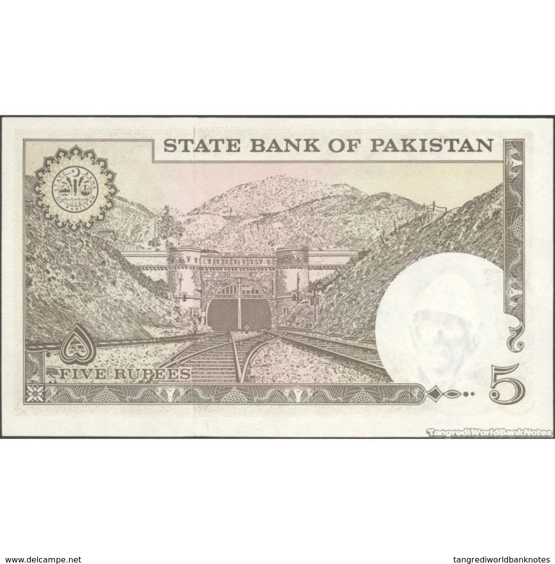 TWN - PAKISTAN 28b - 5 Rupees 1976-82 Prefix YA - Staple Holes - Signature: A.G. N. Kazi UNC - Pakistan