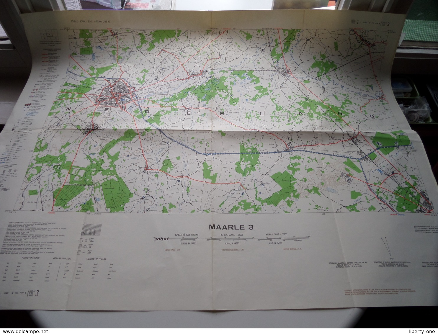 MAARLE 3 ( Editie 1 - M 735 Type R Blad 3 ) Anno 1954 - Schaal / Echelle / Scale 1: 50.000 ( Stafkaart : Zie Foto's ) - Geographische Kaarten