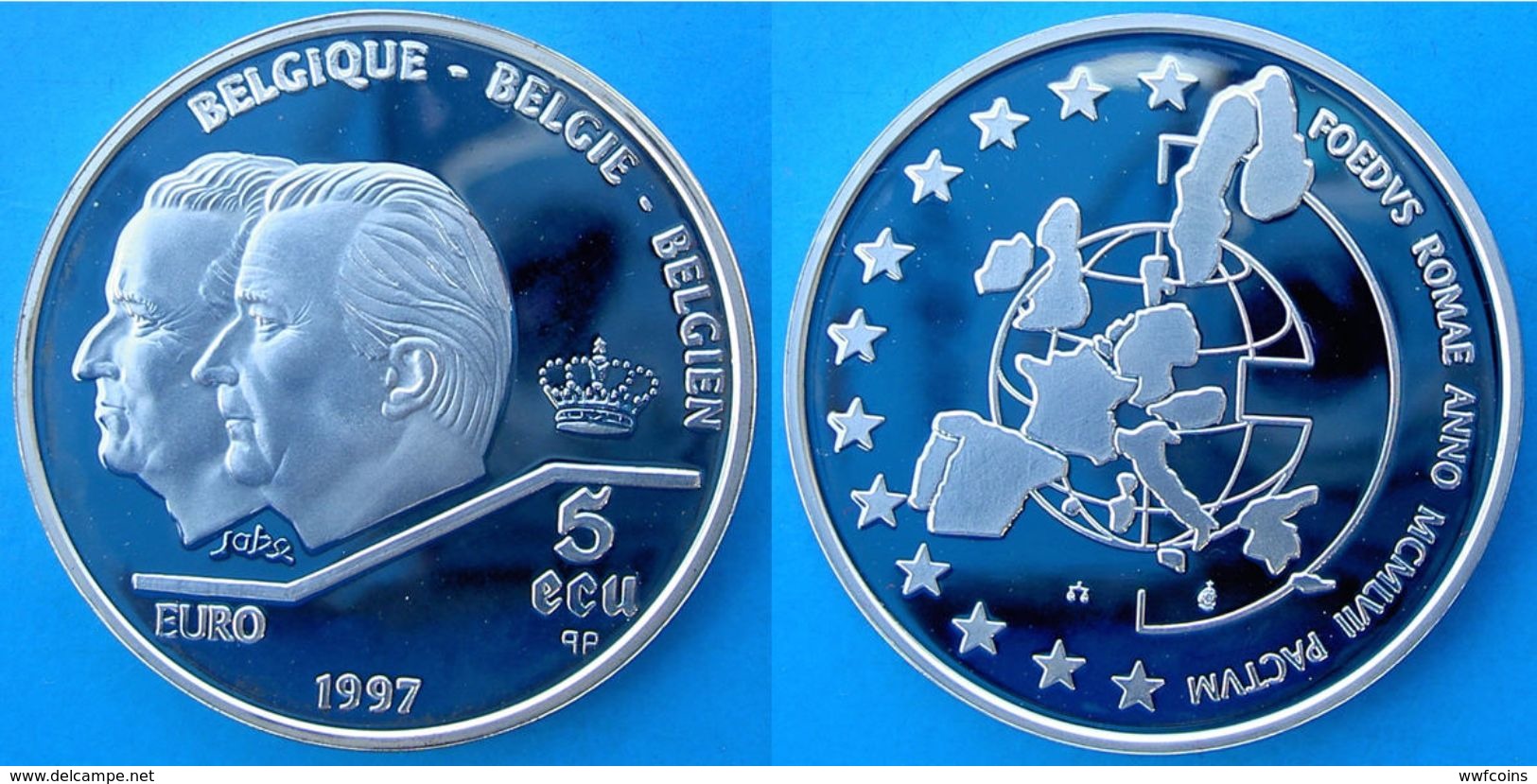 BELGIO 5 E 1997 ARGENTO PROOF SILVER PRINCIPI 2 BELGIQUE BELGIE BELGIEN ECU CORONA PESO 22,85g TITOLO 0,925 CONSERVAZION - Autres & Non Classés