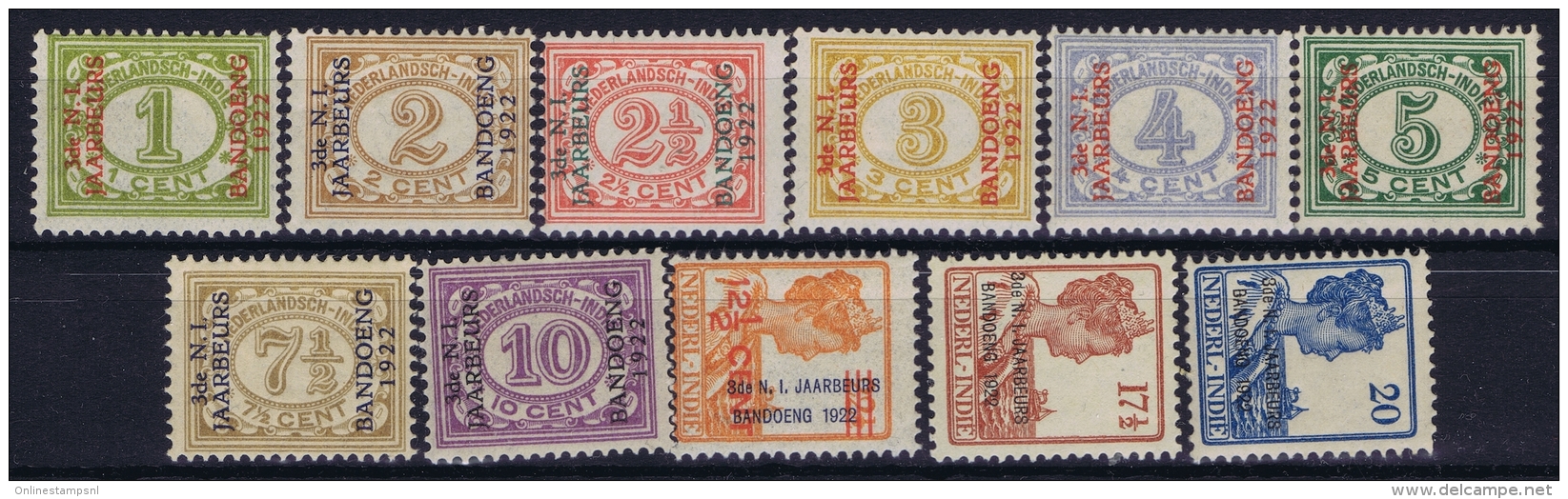 Netherlands East Indies : NVPH Nr 149 - 159  MH/* Flz/ Charniere 1922 Jaarbeurs Bandoeng Exhibition 1922 - Nederlands-Indië