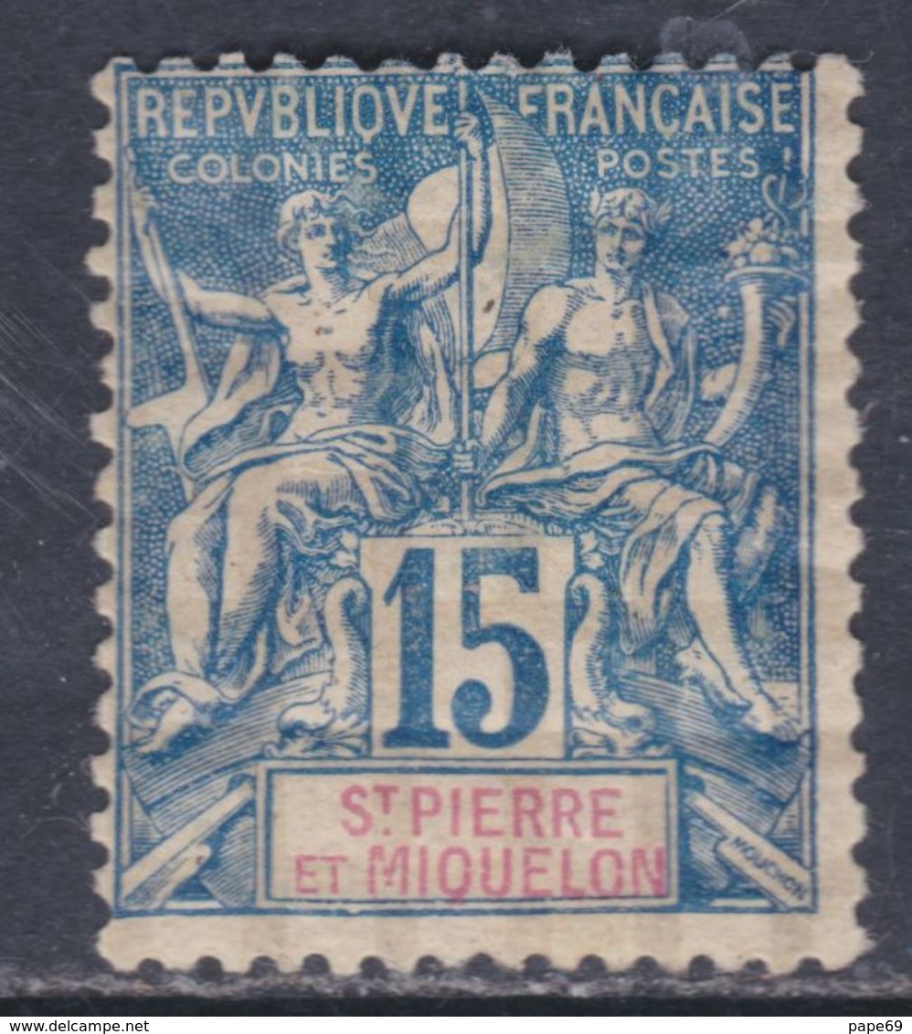 Saint Pierre Et Miquelon N° 64 X , Type Groupe 15 C. Bleu, Trace De Charnière Sinon TB - Neufs