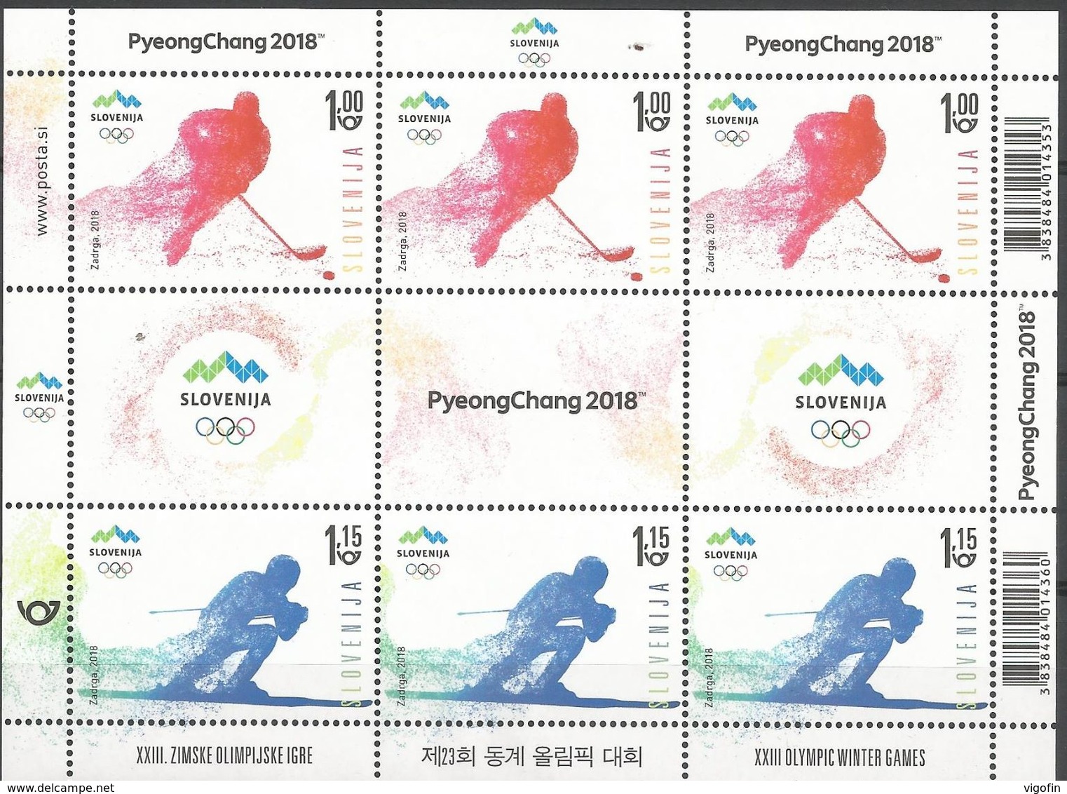 SI 2018-02 OLY PYEONGCHANG , SLOVENIA, MS, MNH - Winter 2018: Pyeongchang