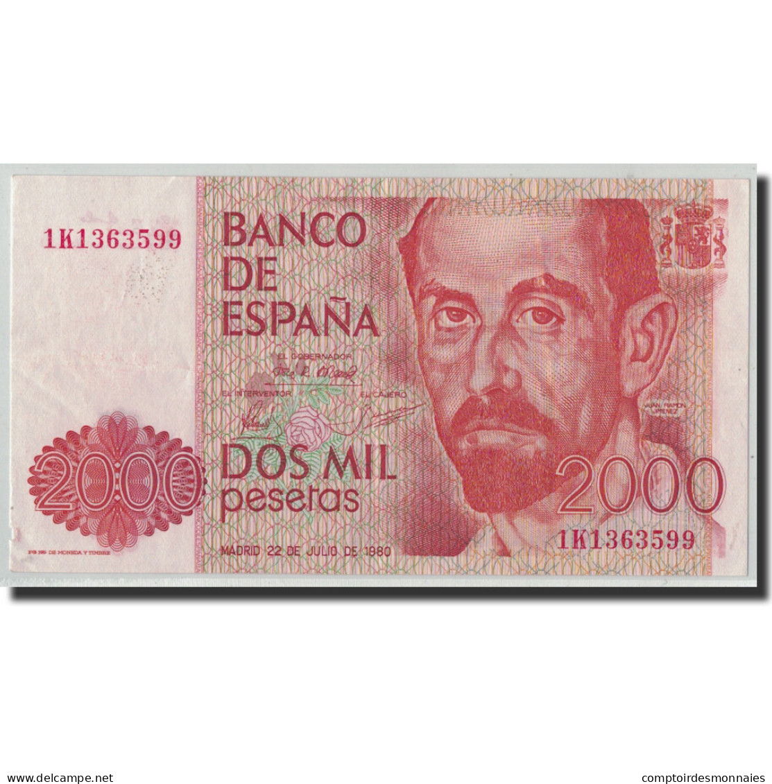 Billet, Espagne, 2000 Pesetas, 1980, 1980-07-22, KM:159, TTB+ - [ 4] 1975-… : Juan Carlos I