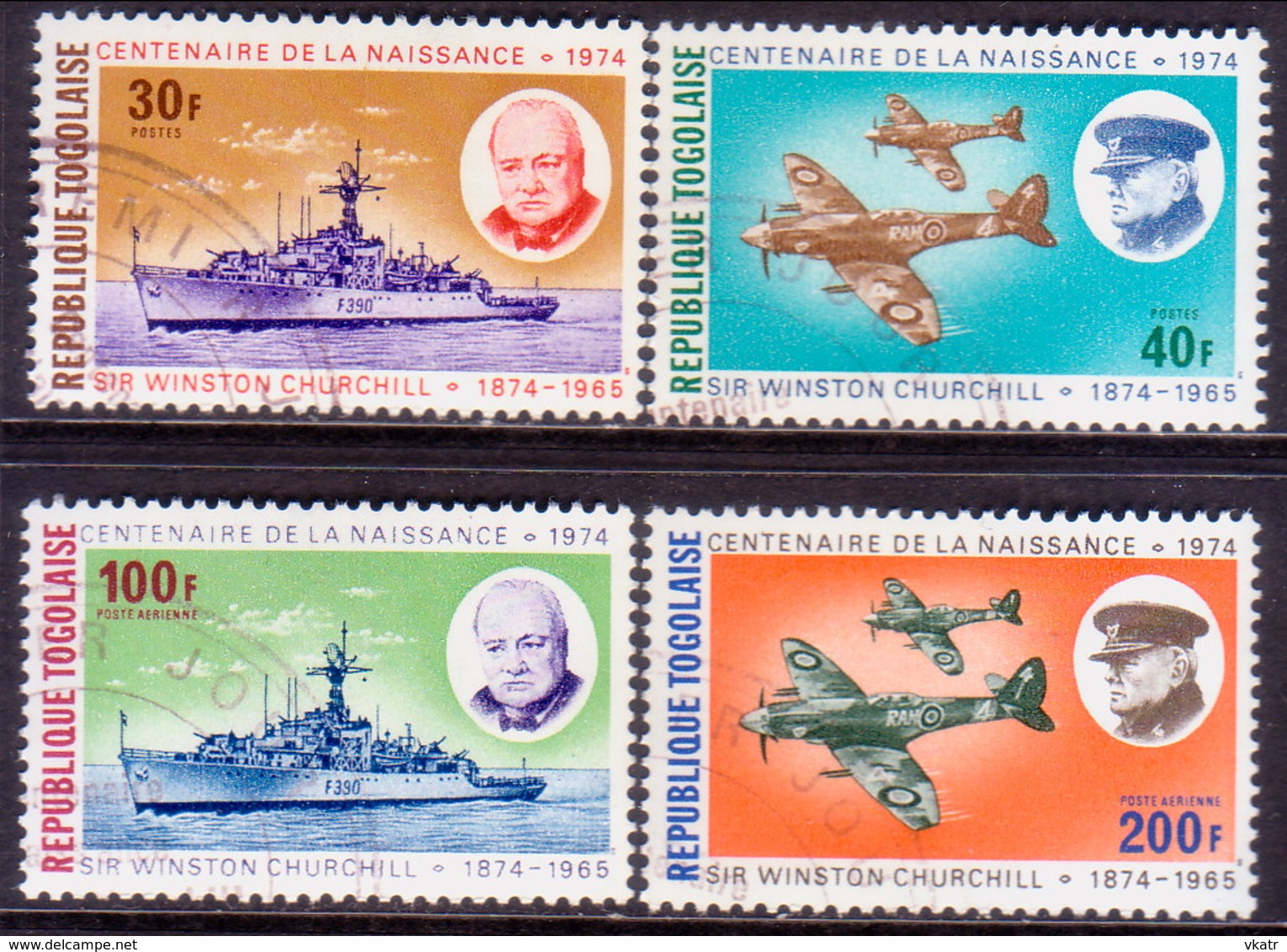 TOGO 1974 Mi #1074 I A - 1077 I A Compl.set Used Churchill Centenary - Togo (1960-...)