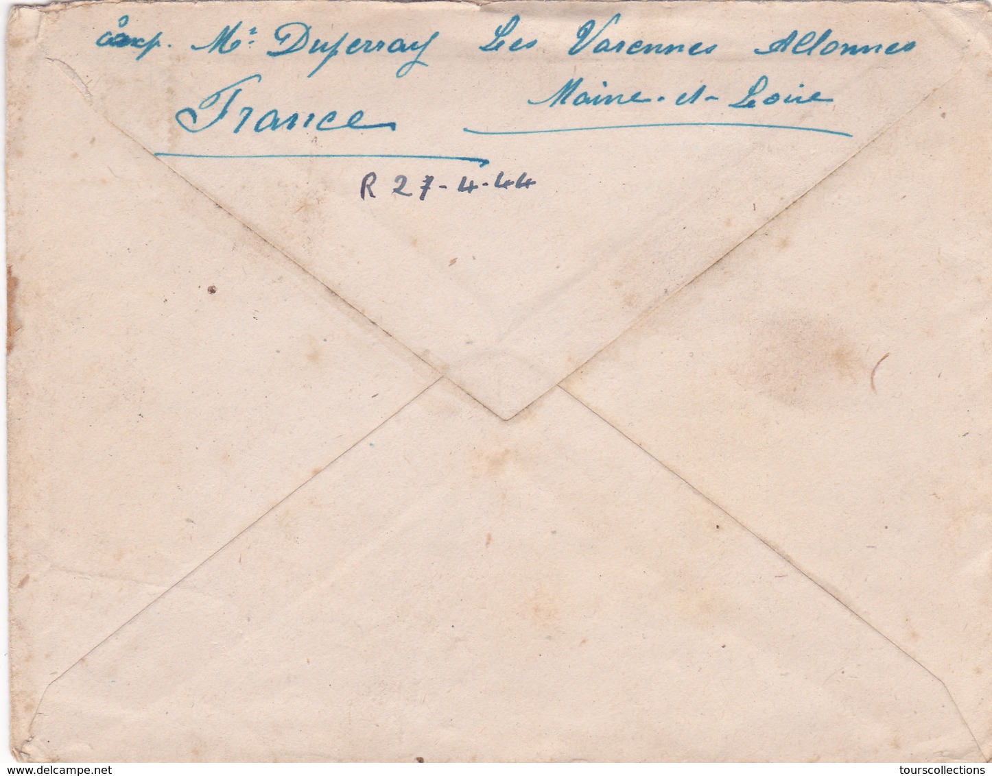 COURRIER Lettre ALLEMAGNE Duisburg 30-03-1944 PETAIN 3° Reich WW2 - Duperray Oblitération Allonnes (49) Cachet Ae - Lettres & Documents