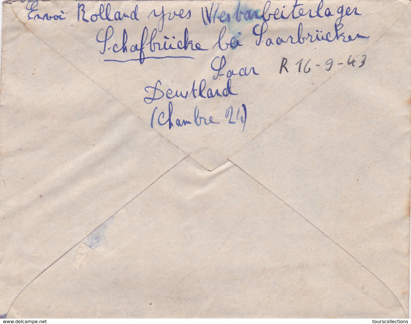 COURRIER Lettre ALLEMAGNE Duisburg 14-09-1943 HITLER 3° Reich WW2 - Duperray Schafbrücke SAAR Sarre (Saarbrücken) - Lettres & Documents