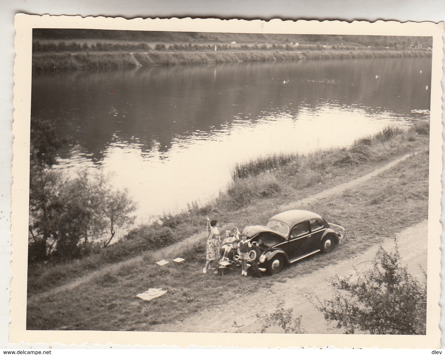 VW Coccinelle Au Bord De L' Eau - VW Kever - Photo Originale Format 9 X 12 Cm - Automobiles