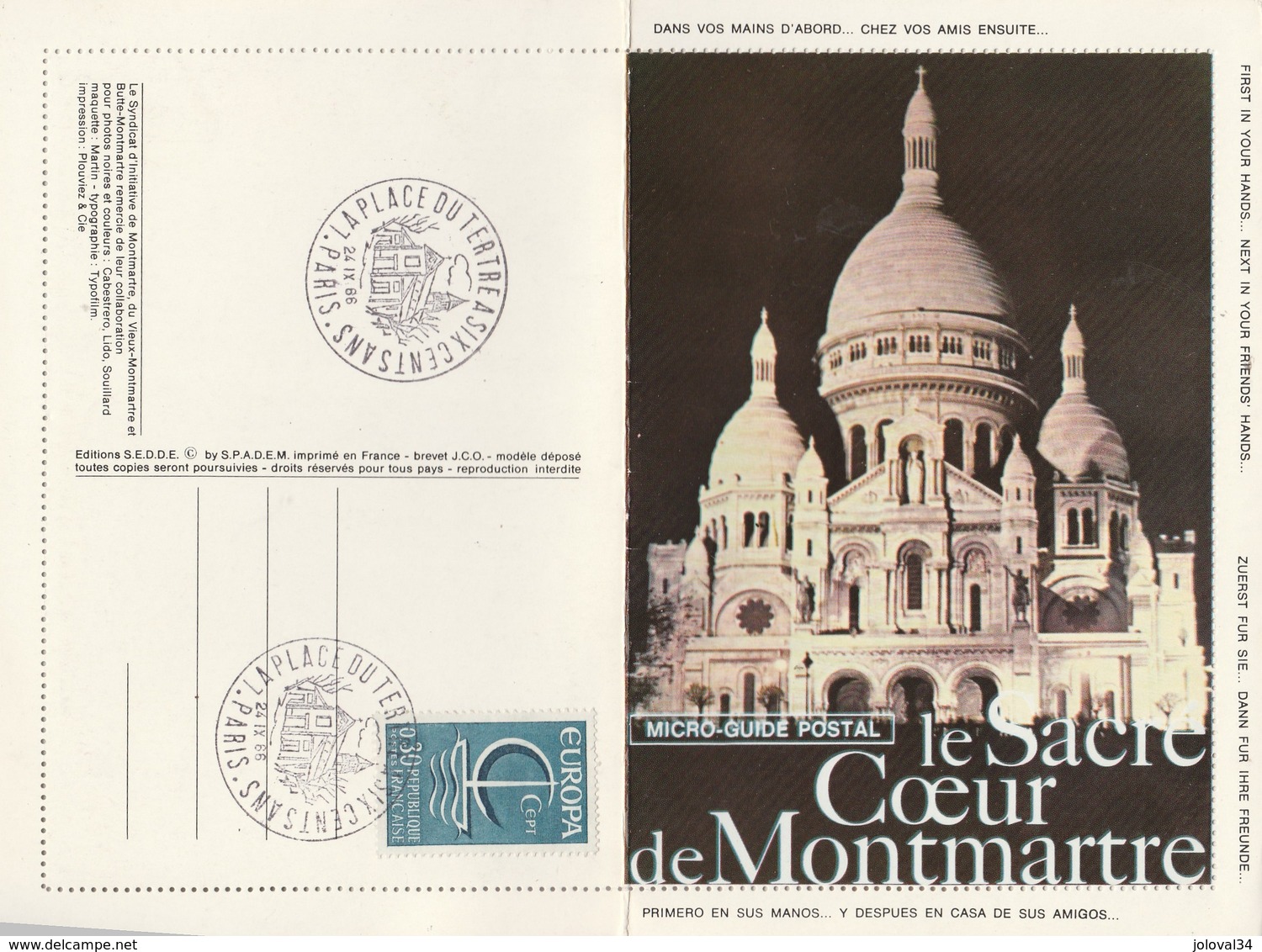 Cachet Commémoratif La Place Du Tertre à Six Cents Ans Paris 24/9/1986 Sur Beau Document Sacré Coeur Montmartre - Cachets Commémoratifs