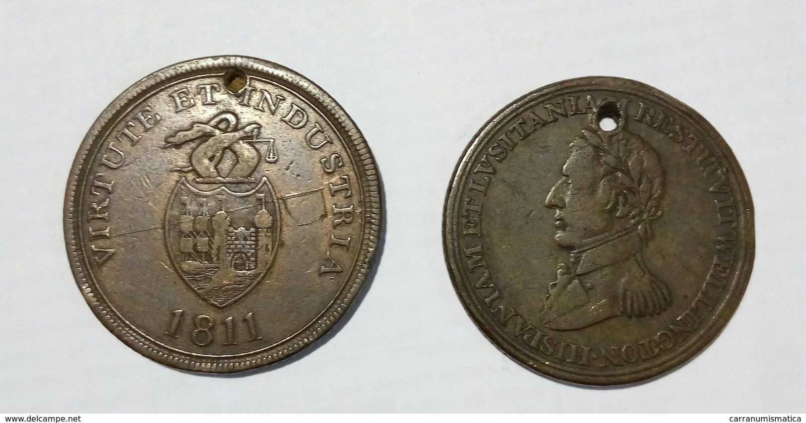 BRISTOL / SWANSEA - Copper Company (1811) / CANADA - Wellington (1812)  HALF Penny Token / LOT Of 2 Different TOKENS - Monétaires/De Nécessité