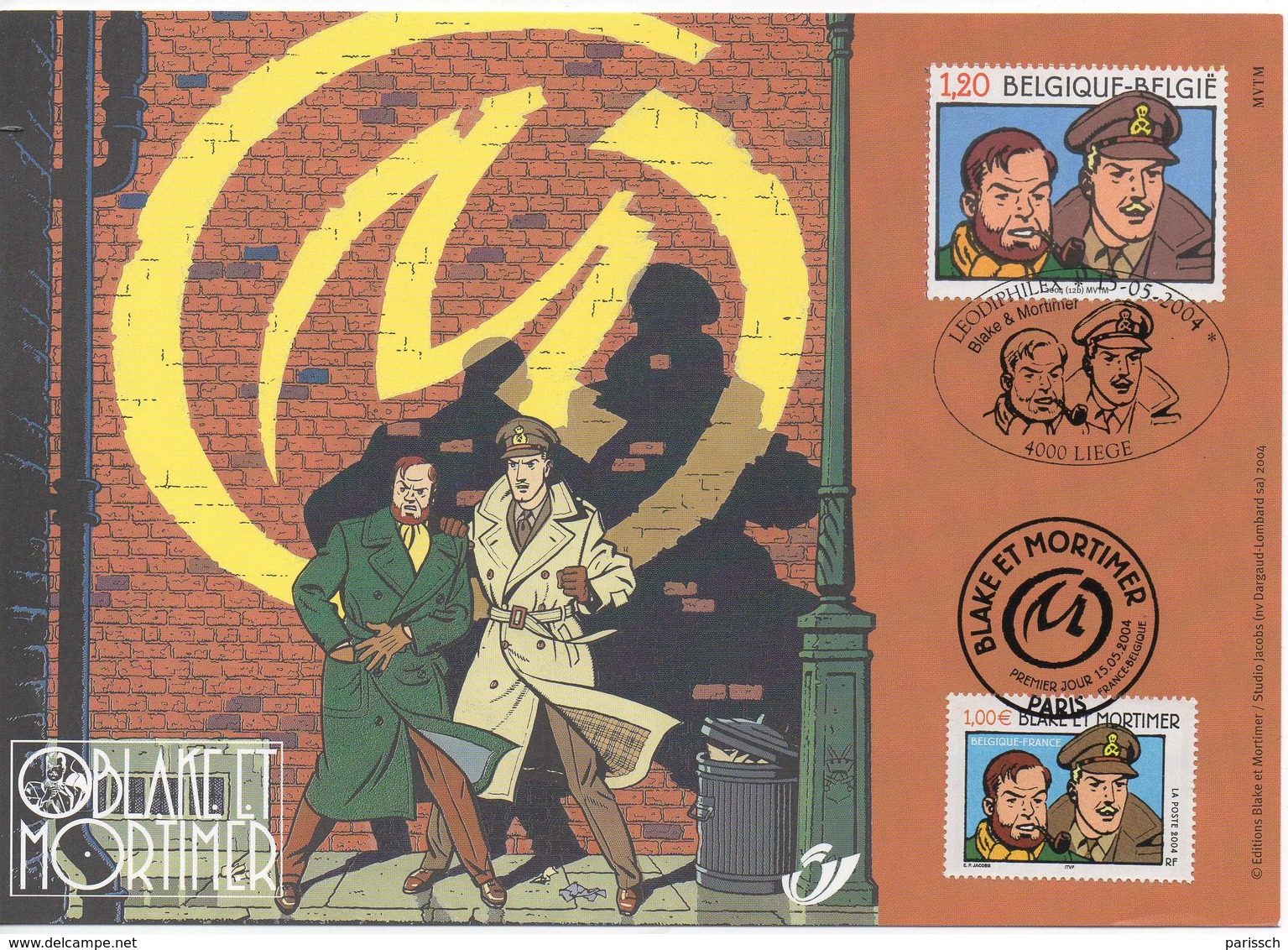 ENCART PHILATELIQUE EMISSION COMMUNE FRANCE-BELGIQUE BD BLAKE ET MORTIMER - Bandes Dessinées