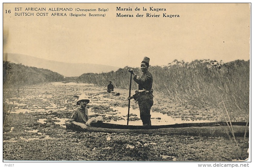 Est Africain Allemand (Occupation) - 5 C  - Vue 16/50 - Pirogue Dans Les Marais De La Kagera - Enteros Postales