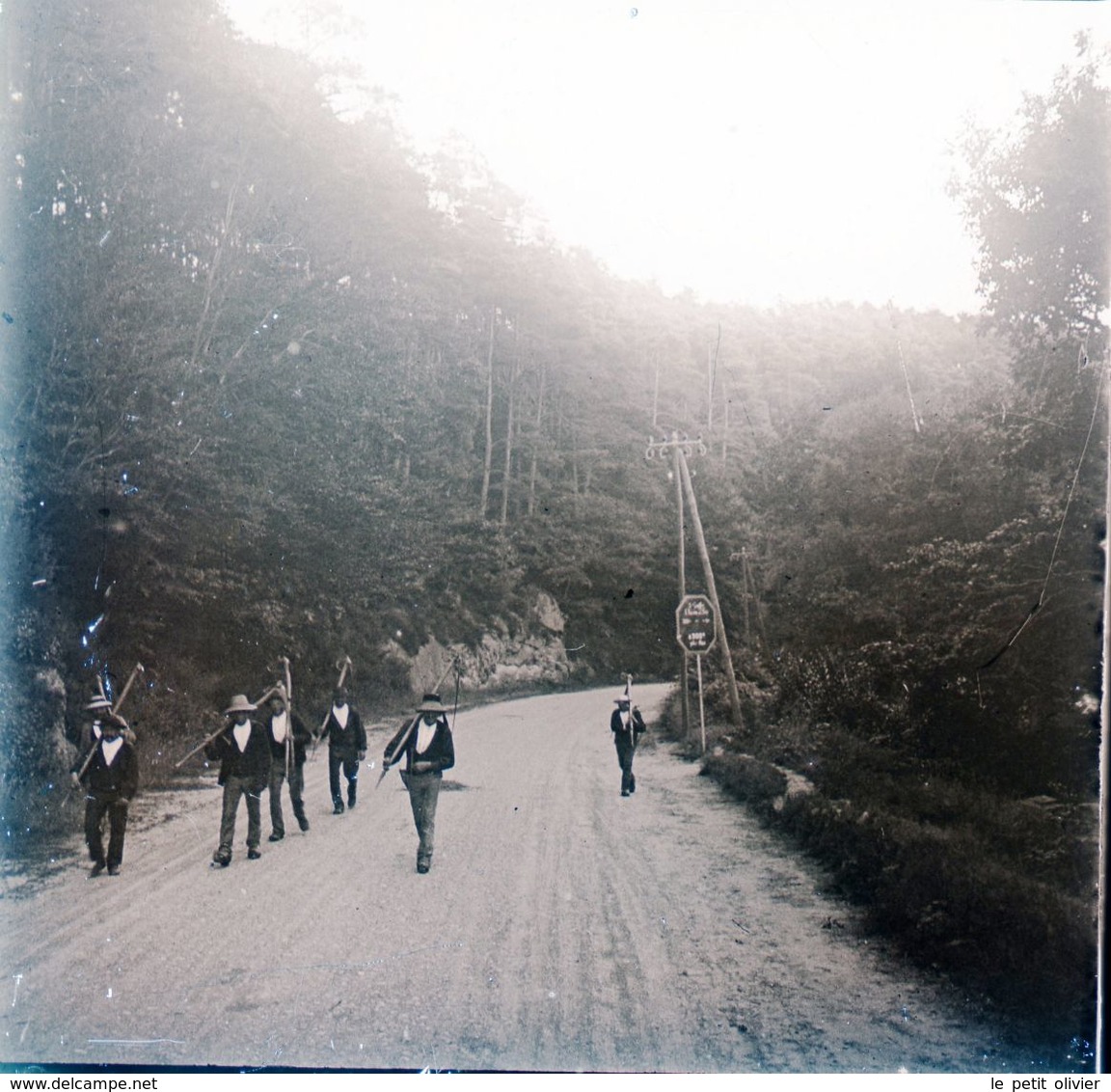 PHOTO ORIGINALE STEREOSCOPIQUE SUR PLAQUE DE VERRE 1924 FINISTÈRE HUELGOAT LES MOISONNEURS  (  129 ) - Photos Stéréoscopiques