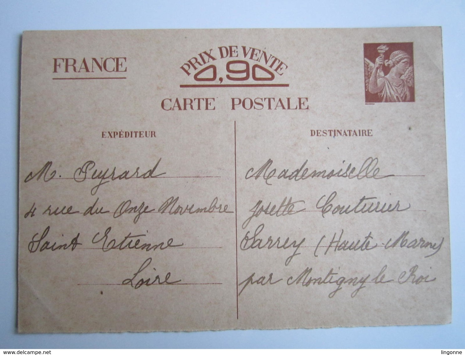 LOT de 9 Cartes postales Entier Postal Iris 90 ct 1940-41 SARREY BILLOM SAINT ETIENNE COUTURIER Oblitération Voir Photos