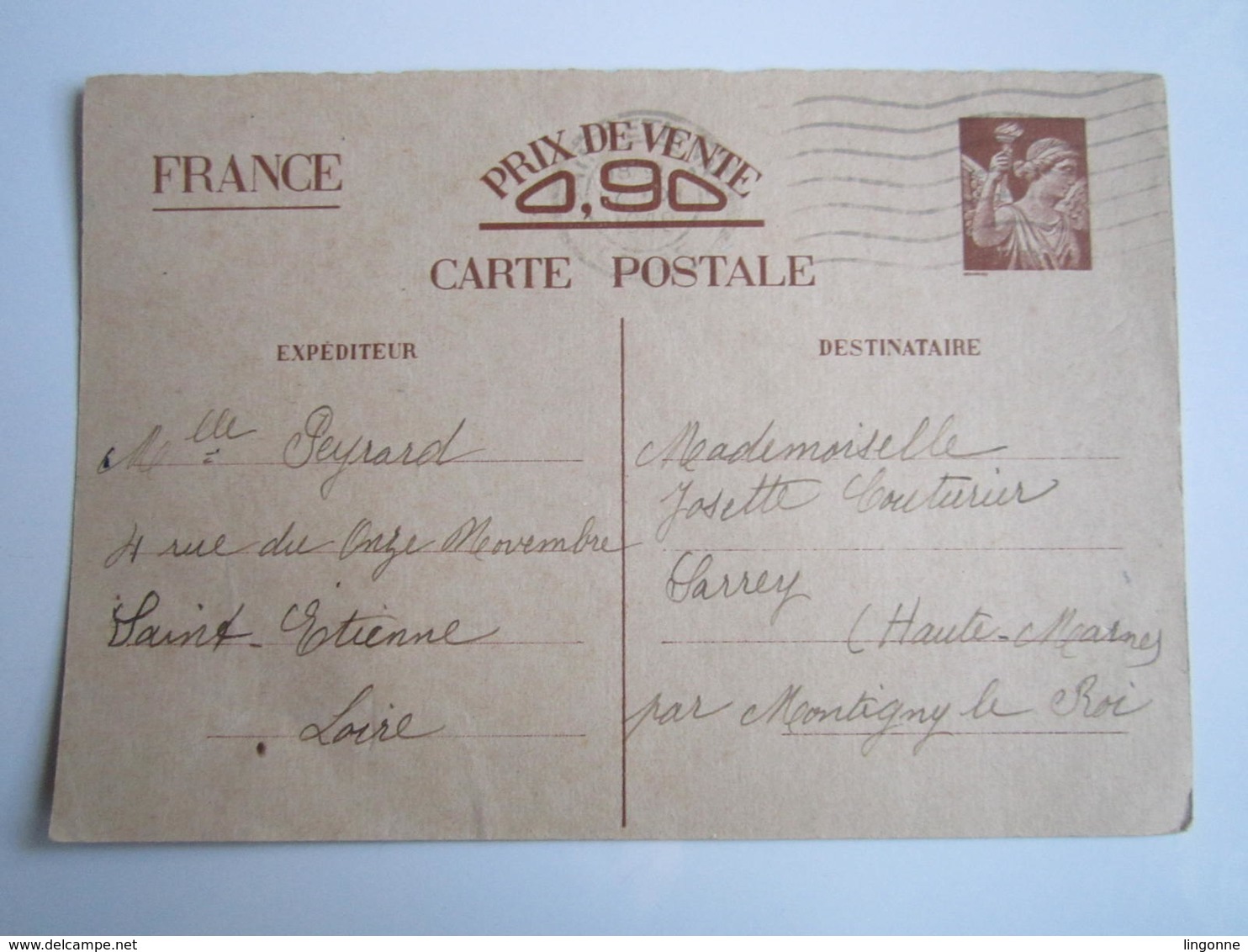 LOT de 9 Cartes postales Entier Postal Iris 90 ct 1940-41 SARREY BILLOM SAINT ETIENNE COUTURIER Oblitération Voir Photos