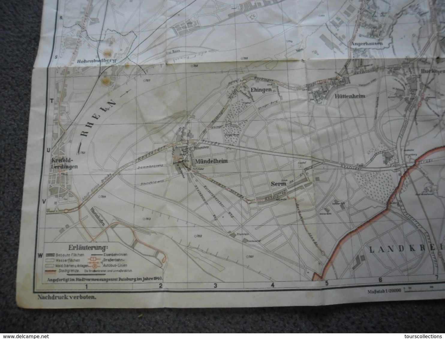 WW2 Allemagne 3° Reich STADTPLAN Von DUISBURG Mit Verzeichnis Der Straben Und Sehenswurdigkei - Plan De 1942 - Lettres & Documents