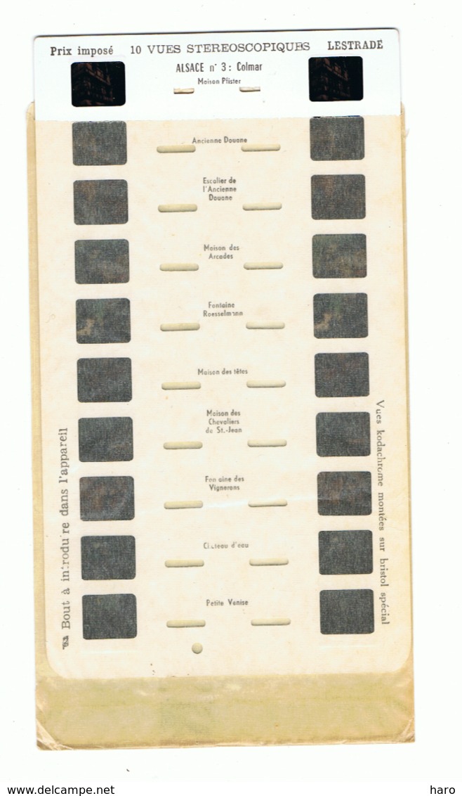 Plaquette De 10 Vues Stéréoscopiques Pour Appareil Lestrade  COLMAR - Alsace  +/- 1960 - Visionneuses Stéréoscopiques