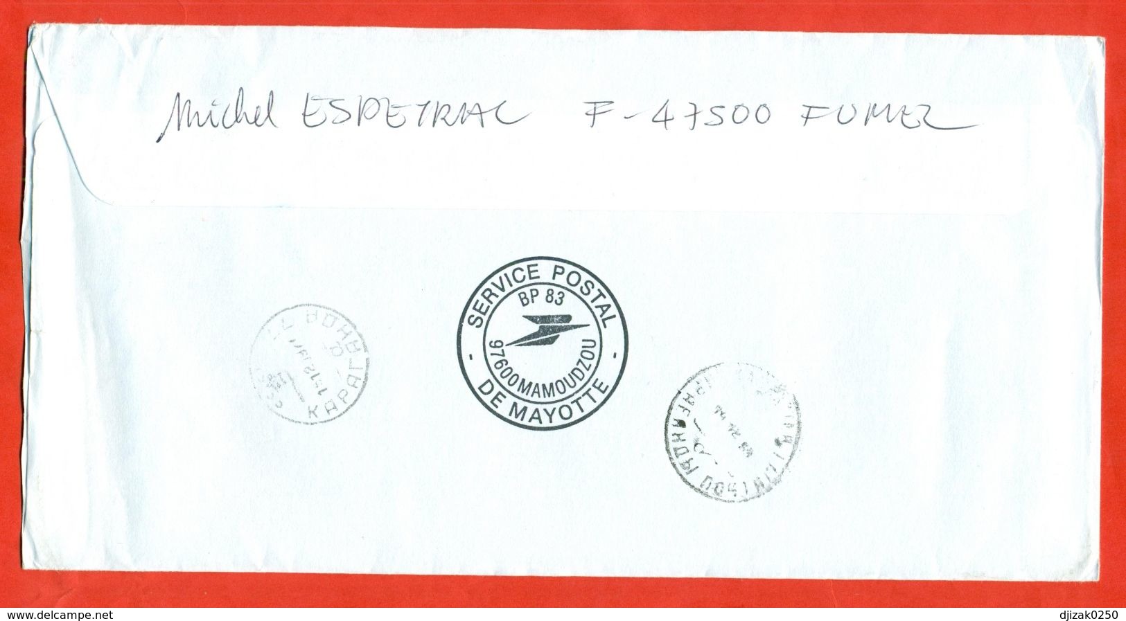 Mayotte 1999.Envelope Passed The Mail. Fish.Special Blanking. - Lettres & Documents