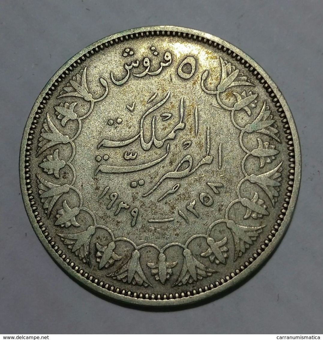 EGYPT / EGITTO - FAROUK - 5 PIASTRES (1939) AG - Silver - Egitto