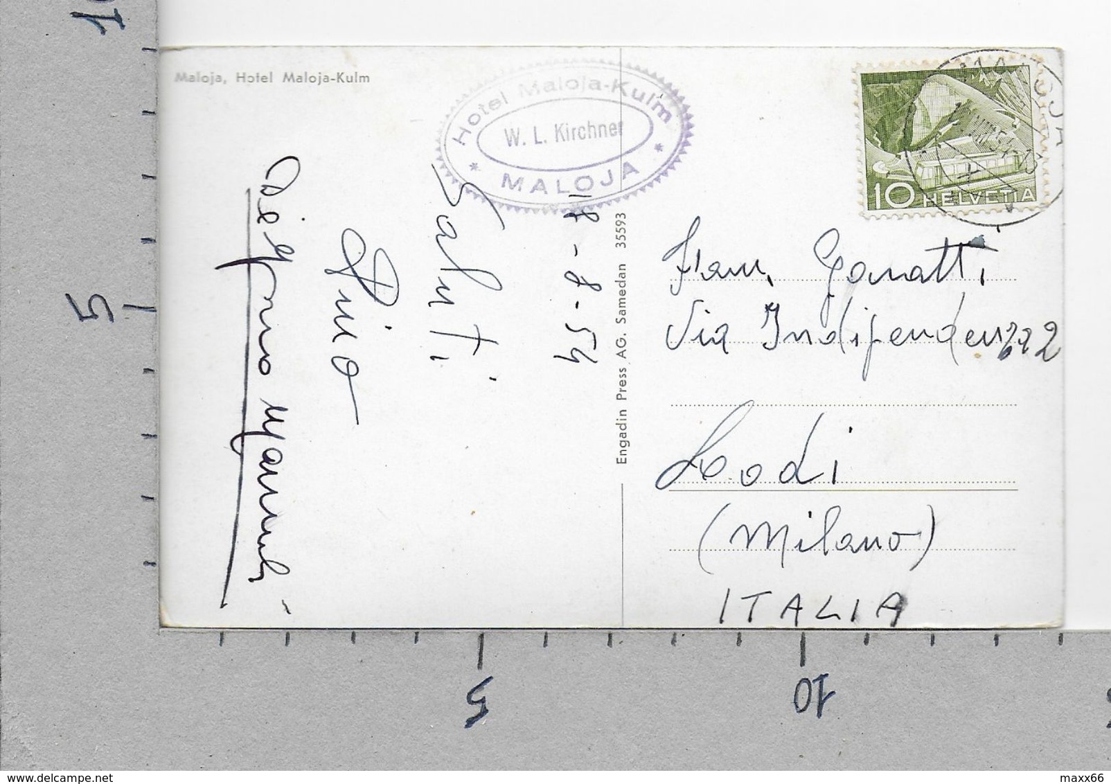 CARTOLINA VG SVIZZERA - BREGAGLIA - MALOJA - Hotel Maloja Kulm - 9 X 14 - ANN. 1954 - Bregaglia