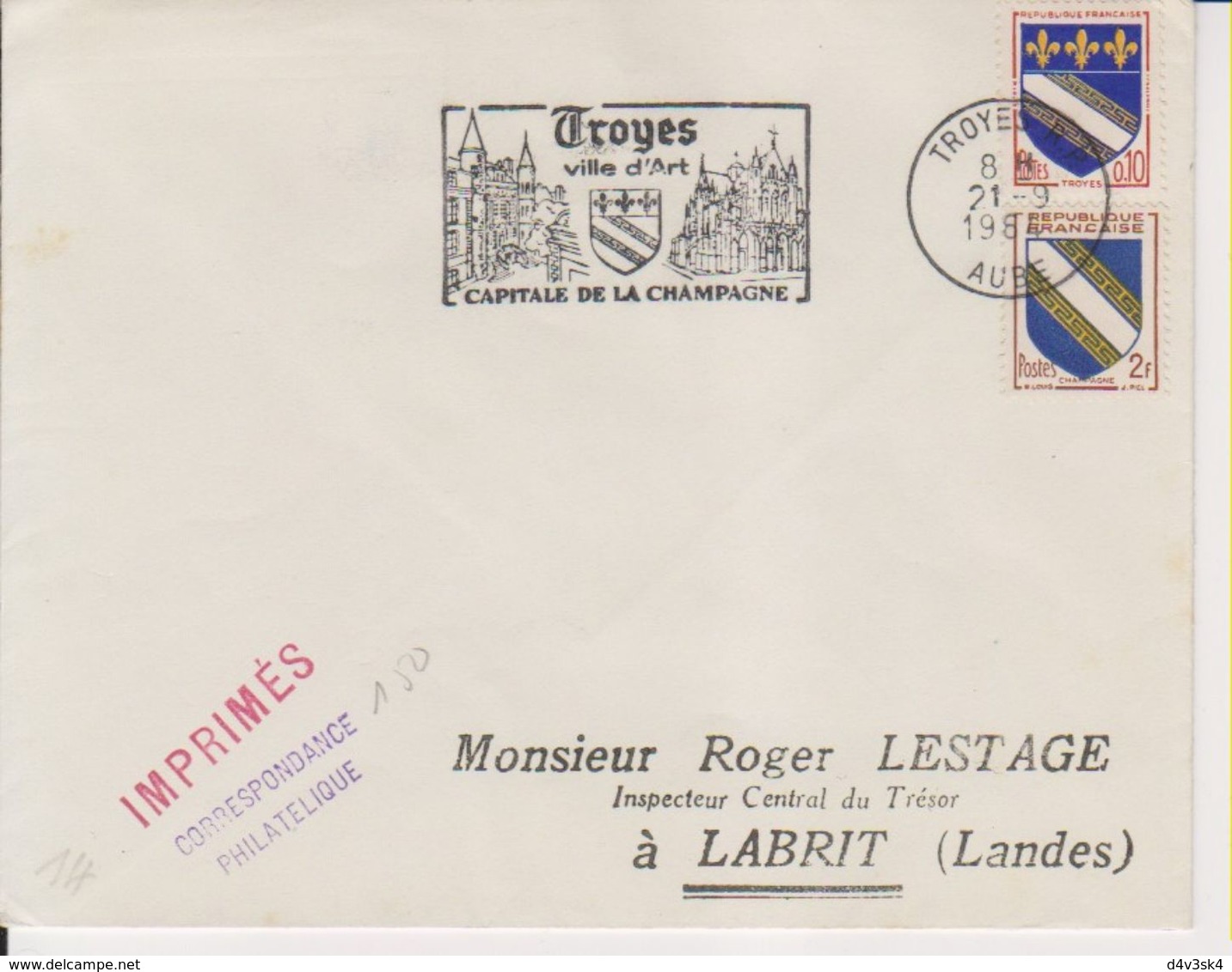 1964 France 10 Aube Troyes Flamme 'Ville D'Art, Capitale De La Champagne' - Mechanical Postmarks (Advertisement)