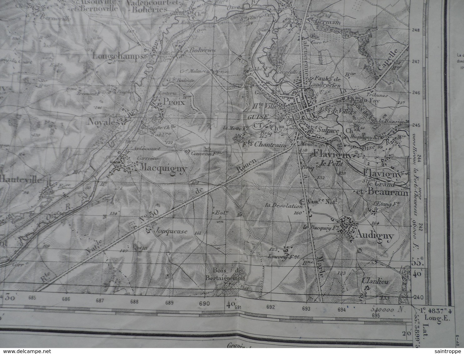 Cambrai S.E. Aubencheul Aux Bois Au Nord-Ouest à Oisy Au Nord-Est Et De Saint-Quentin Au Sud-Ouest à Audigny Au Sud-Est. - Mapas Topográficas