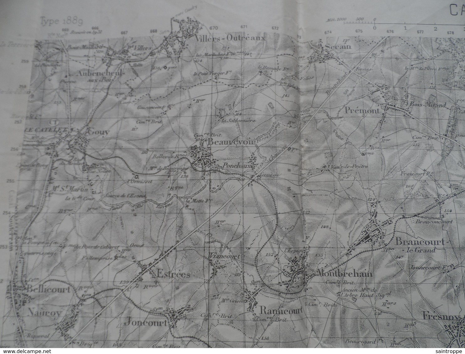 Cambrai S.E. Aubencheul Aux Bois Au Nord-Ouest à Oisy Au Nord-Est Et De Saint-Quentin Au Sud-Ouest à Audigny Au Sud-Est. - Topographical Maps