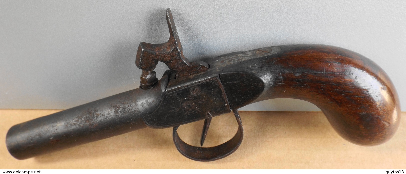 Ancien Petit Pistolet à Percussion - 18cm De Longueur - En L'Etat - Armes Neutralisées