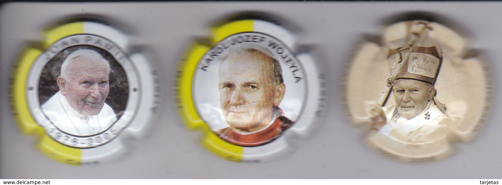 LOTE DE 3 PLACAS DE CAVA OLIVELLA I BONET DEL PAPA JUAN PABLO II (CAPSULE) POPE - Mousseux