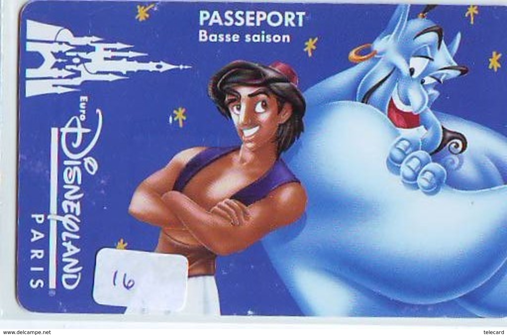Disney PASSE-PARTOUT * ALADDIN * CINEMA * Passeport Entreecard FRANCE * PARIS DISNEYLAND (16) PASSPORT * PASS - Disney