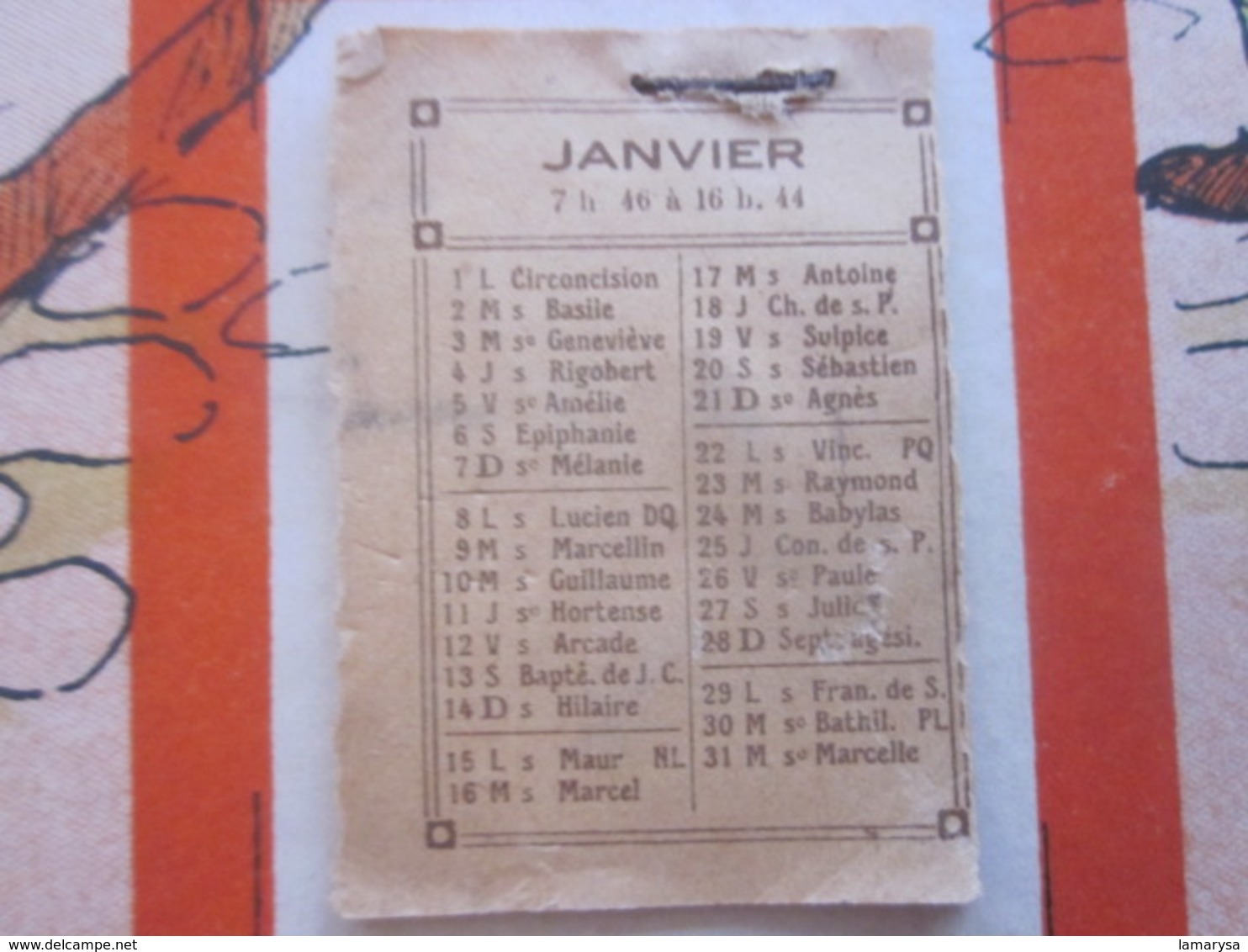 VINTAGE ANCIEN CALENDRIER HUMORISTIQUE ÉTIQUETTES MOIS DÉTACHABLES JANVIER à SEPTEMBRE Landau Vélo Pêche Poussette - Autres & Non Classés