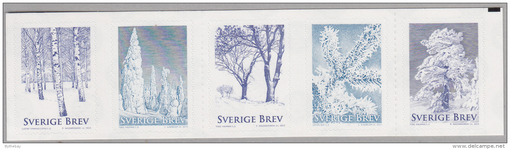 Sweden 2015 MNH Strip Of 5 Different Trees In Winter - Neufs