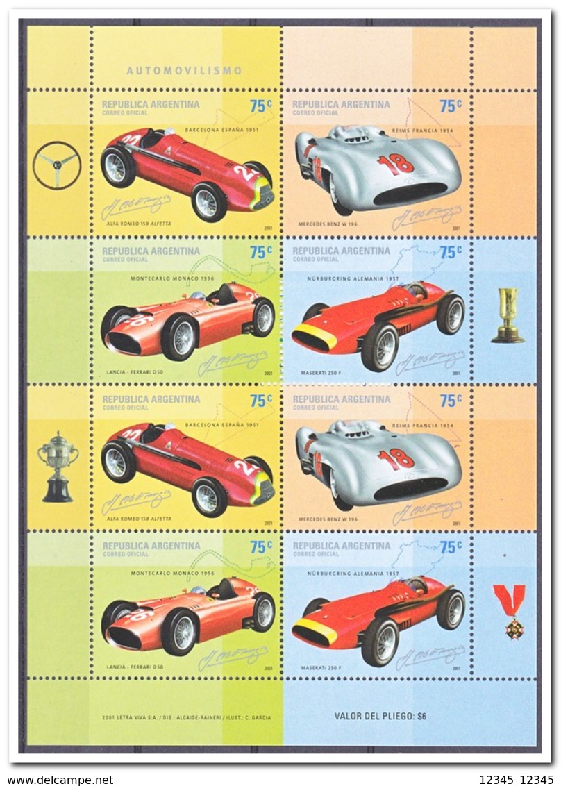 Argentinië 2001, Postfris MNH, Racing Cars - Ongebruikt