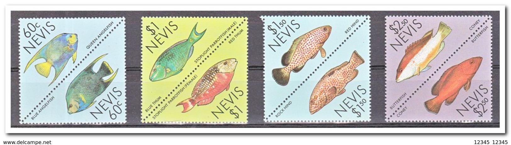 Nevis MI 467-474, Postfris MNH, Fish - Anguilla (1968-...)