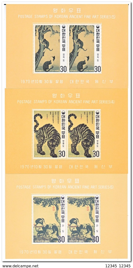 Zuid Korea 1970, Postfris MNH, Animals, Paintings ( Perforatet ) - Korea (Zuid)