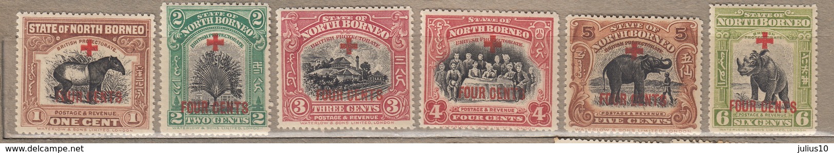 NORTH BORNEO 1918 Red Cross Six Stamps MVLH(*) #12814 - Nordborneo (...-1963)