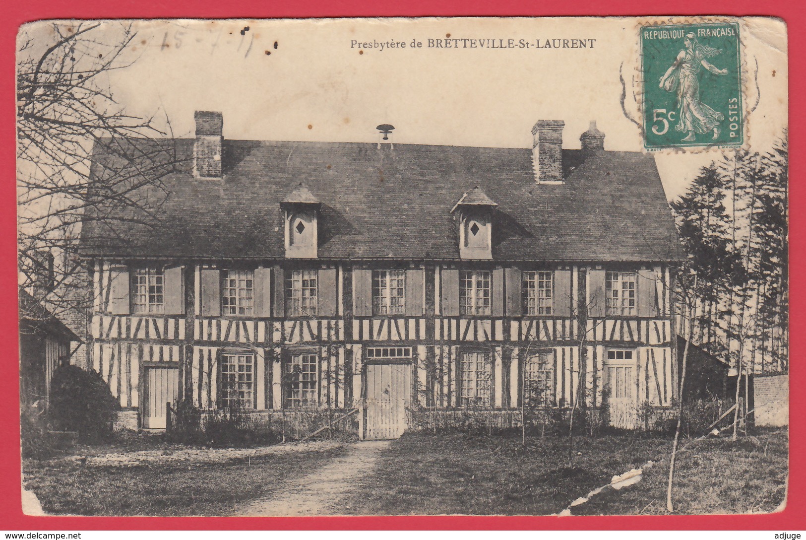 CPA--76-BRETTEVILLE-SAINT-LAURENT -- PRESBYTÈRE - AMBULANT OCTEVILLE à ST-VALÉRY* 1911 ** 2 SCANS - Auffay